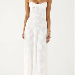 Women's Bustier Maxi Dress - Wedding Guest Elegance | Summer - White