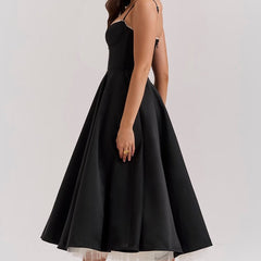 Women's Bustier Midi Satin Flared Dress - Cocktail Party | Spring