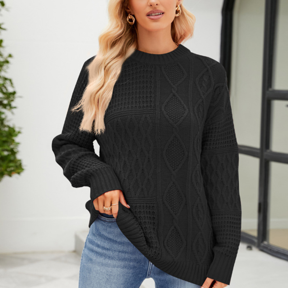 Women's Cable Knit Sweater | Cozy Comfort | Warm | Winter - Black