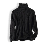 Women's Cable Knit Turtleneck Sweater - Relaxed Fit | Autumn - Black