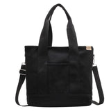 Women's Canvas Crossbody Tote Bag - Adjustable Strap | Summer - Black