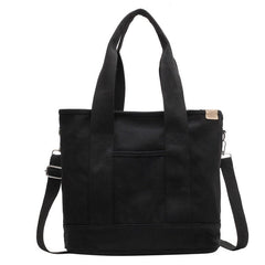 Women's Canvas Crossbody Tote Bag - Adjustable Strap | Summer - Black