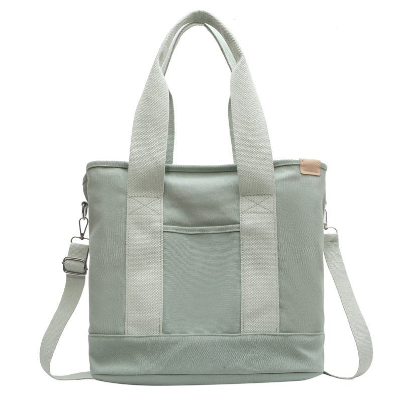 Women's Canvas Crossbody Tote Bag - Adjustable Strap | Summer - Green