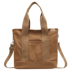 Women's Canvas Crossbody Tote Bag - Adjustable Strap | Summer - Khaki