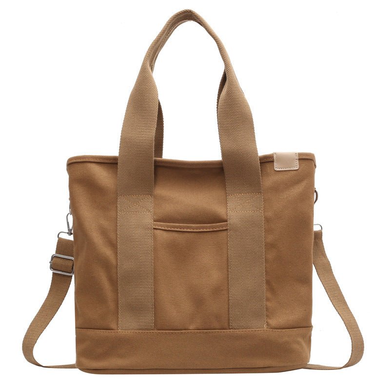 Women's Canvas Crossbody Tote Bag - Adjustable Strap | Summer - Khaki