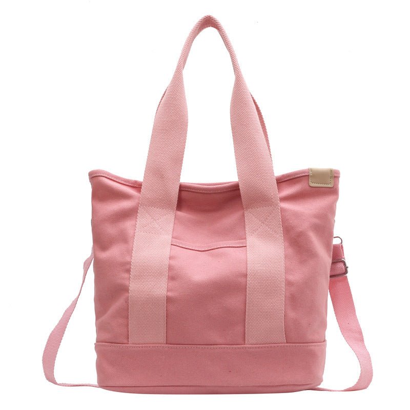 Women's Canvas Crossbody Tote Bag - Adjustable Strap | Summer - Pink