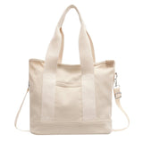 Women's Canvas Crossbody Tote Bag - Adjustable Strap | Summer - White