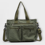 Women's Canvas Tote Bag - Spacious Daily Carry - Green
