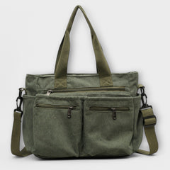 Women's Canvas Tote Bag - Spacious Daily Carry - Green