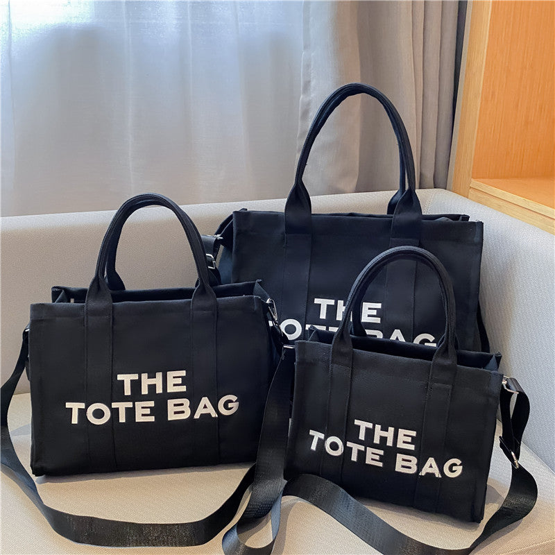 Women's Canvas Tote Bag - Versatile Everyday Carryall - Black
