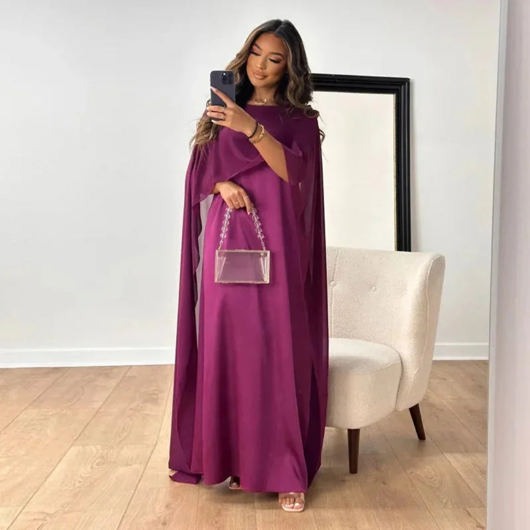 Women's Cape Maxi Dress - Elegant Wedding Guest Gown | Spring - Lavender