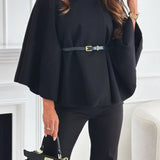 Women's Cape Top | Wine Red | Statement Piece | Autumn - Black