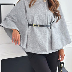 Women's Cape Top | Wine Red | Statement Piece | Autumn - Light Gray