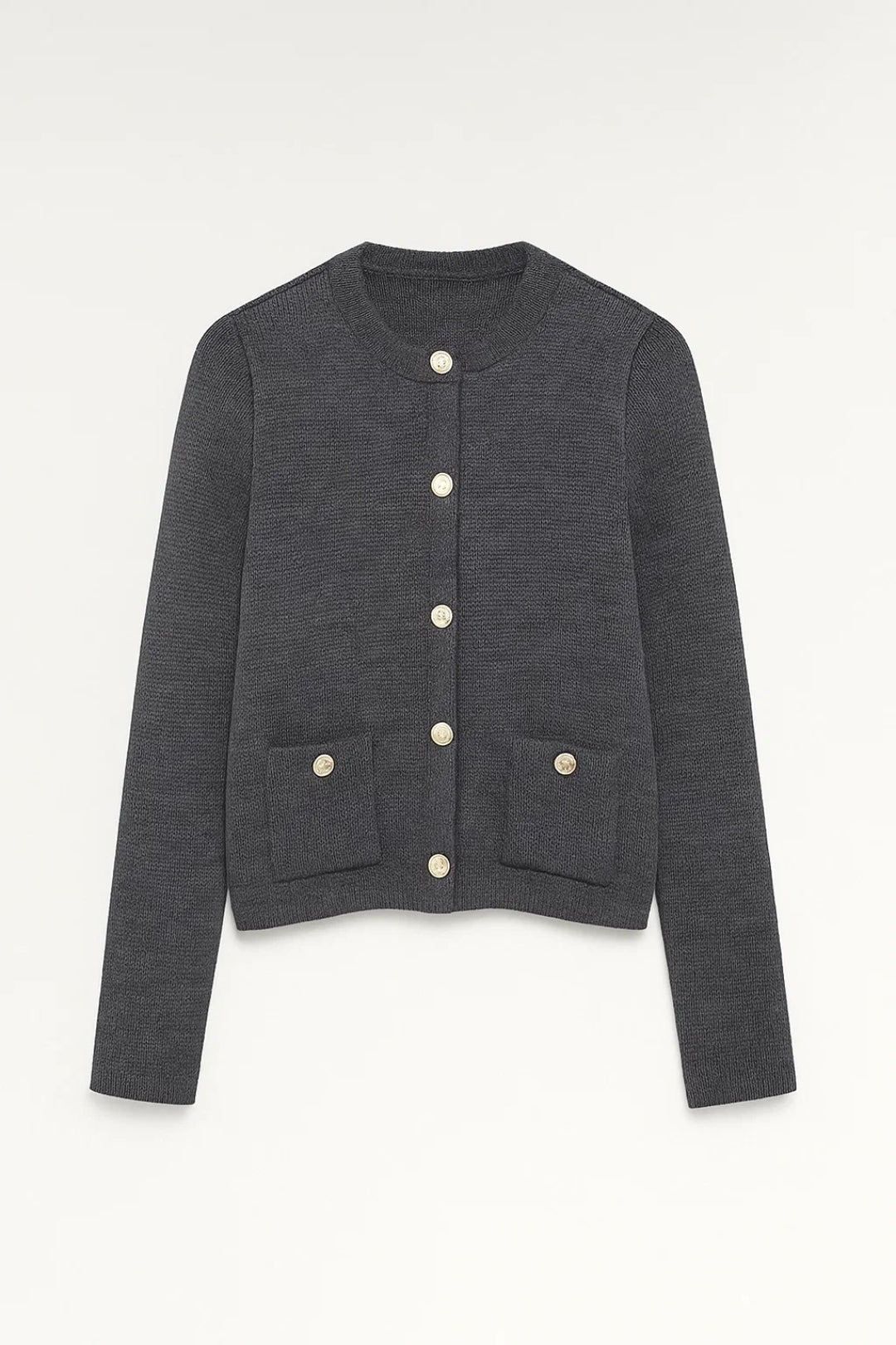 Women's Cardigan | Tailored | Front Pockets | Autumn - Charcoal Grey