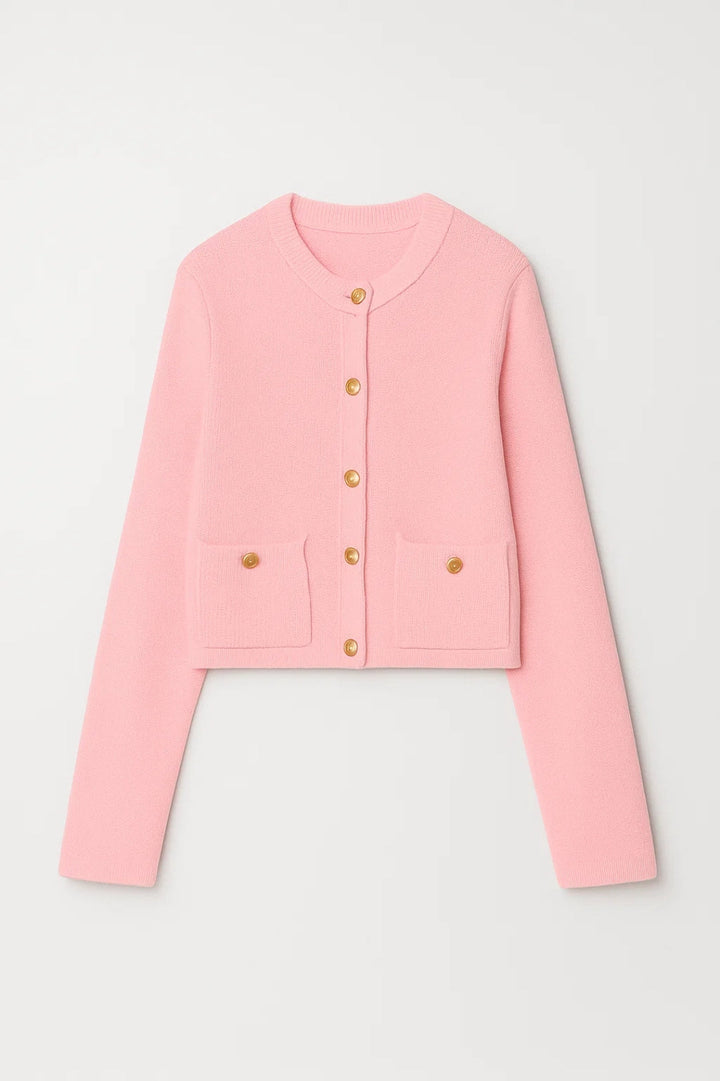 Women's Cardigan | Tailored | Front Pockets | Autumn - Pastel Pink