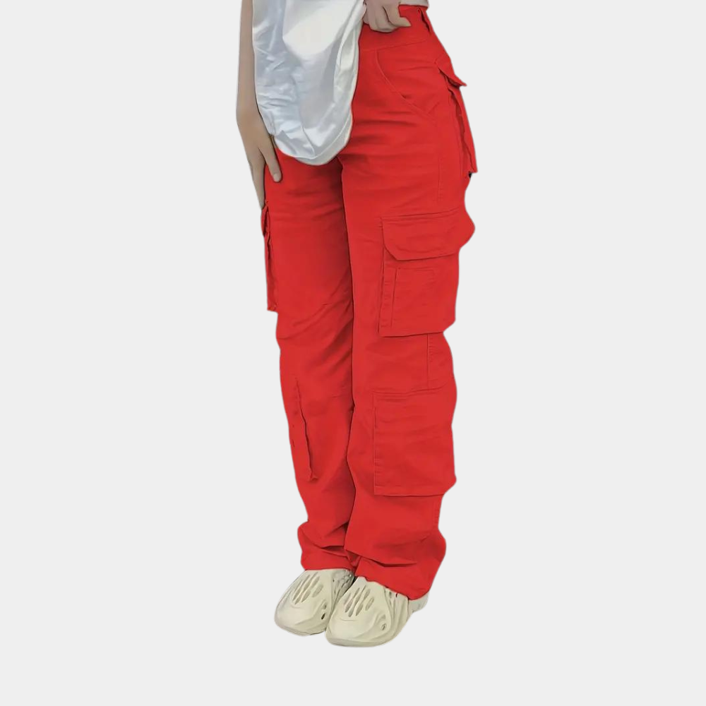 Women's Cargo Pants | Straight Fit | Practical | Autumn - Red