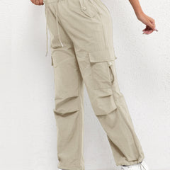 Women's Cargo Pocket Drawstring Casual Pants - Relaxed Fit | Spring