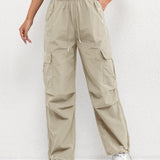 Women's Cargo Pocket Drawstring Casual Pants - Relaxed Fit | Spring - Khaki