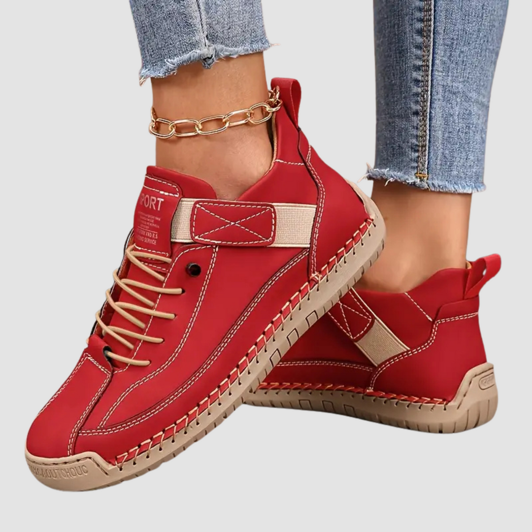 Women's Casual Lace-Up Shoes | Low-Cut | Autumn - Red