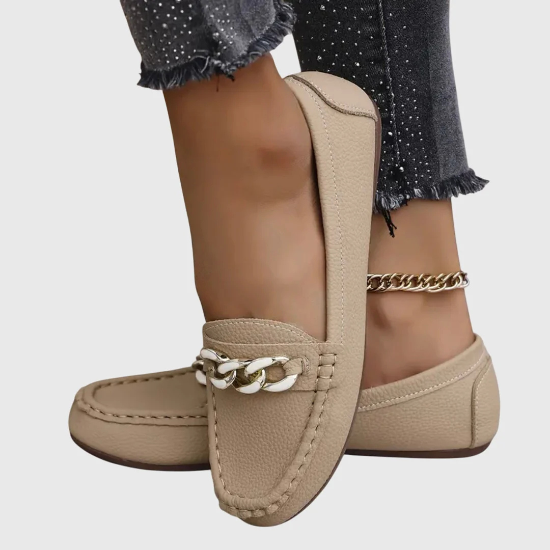 Women's Chain Detail Slip-On Loafer - Classic Comfort | Spring - Beige