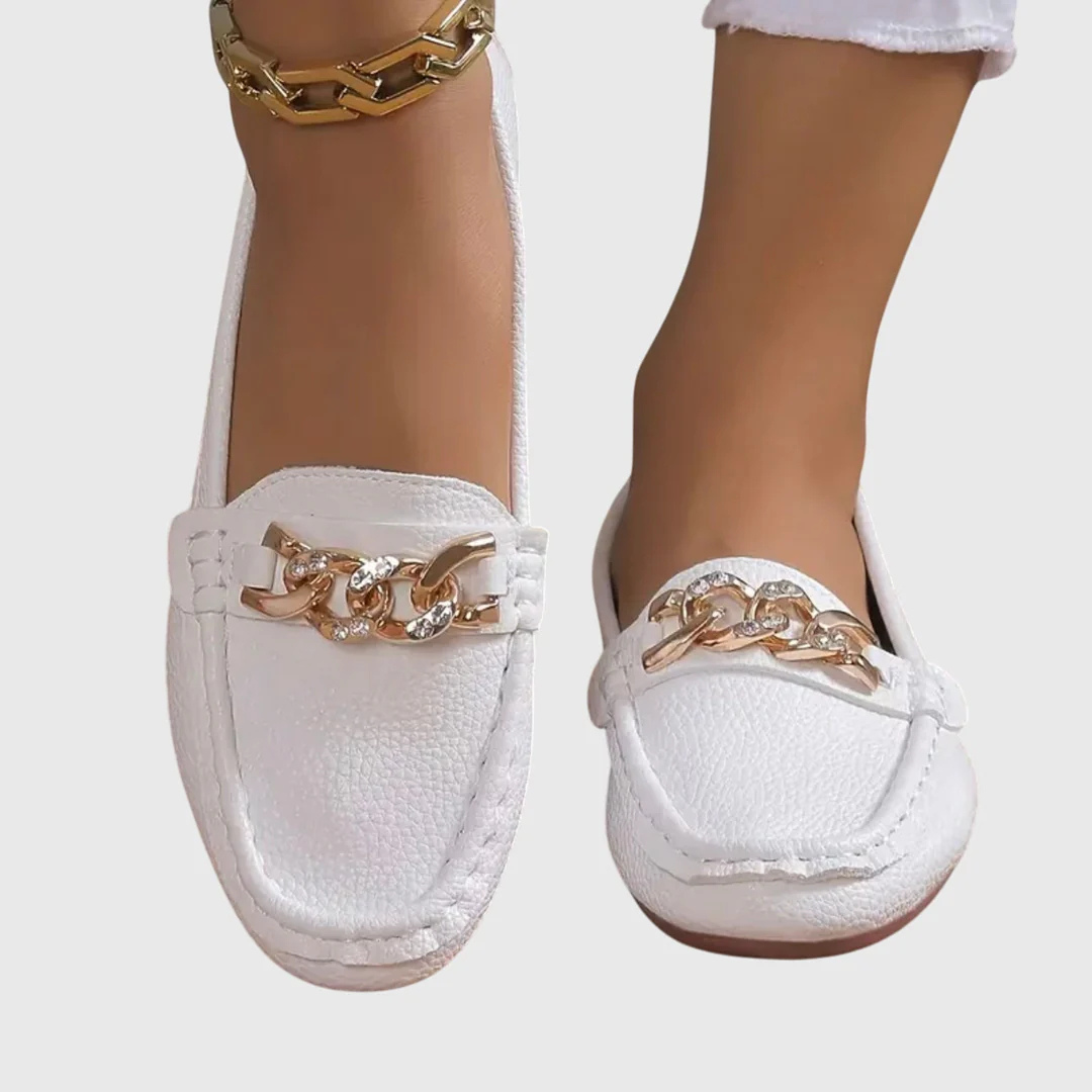 Women's Chain Detail Slip-On Loafer - Classic Comfort | Spring - White