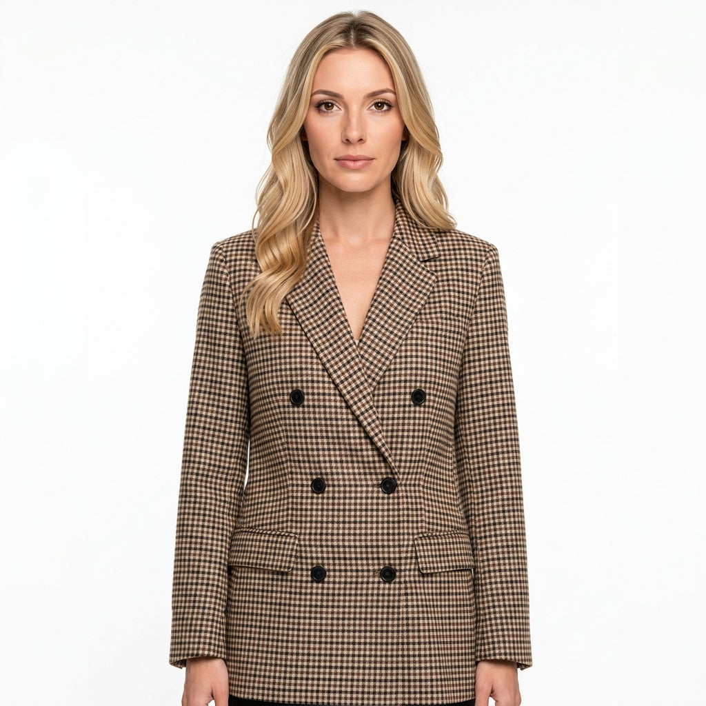 Women's Check Blazer | Tailored | Autumn - Brown