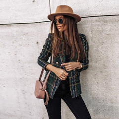 Women's Check Blazer | Tailored | Autumn - Green