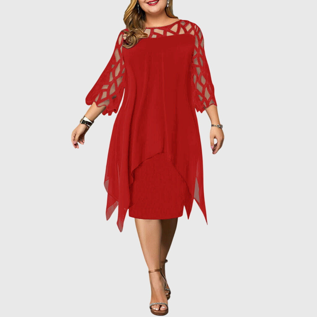 Women's Chic A-Line Dress - Versatile Day to Night | Autumn - Red