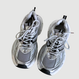 Women's Chunky Mesh Sneaker | Sporty Style | Gray | Spring - Silver