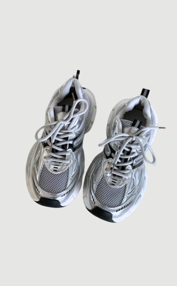 Women's Chunky Mesh Sneaker | Sporty Style | Gray | Spring - Silver