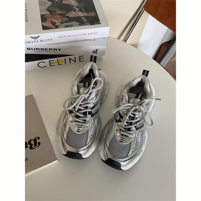 Women's Chunky Mesh Sneaker | Sporty Style | Gray | Spring