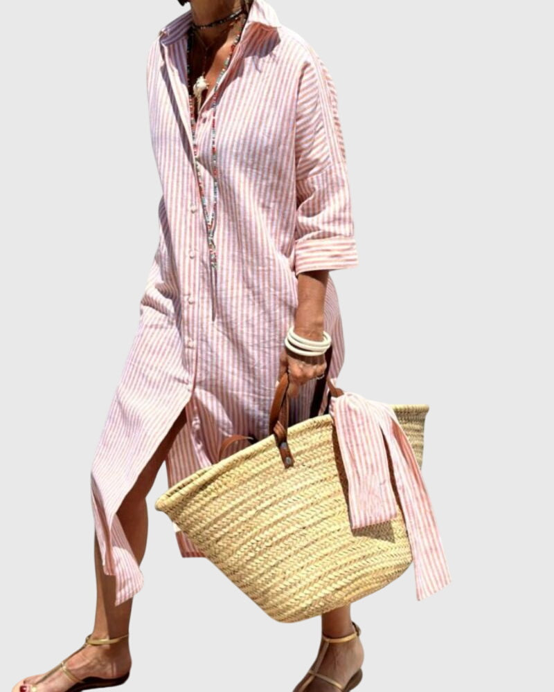 Women's Classic Striped Dress - Timeless Relaxed Fit | Summer