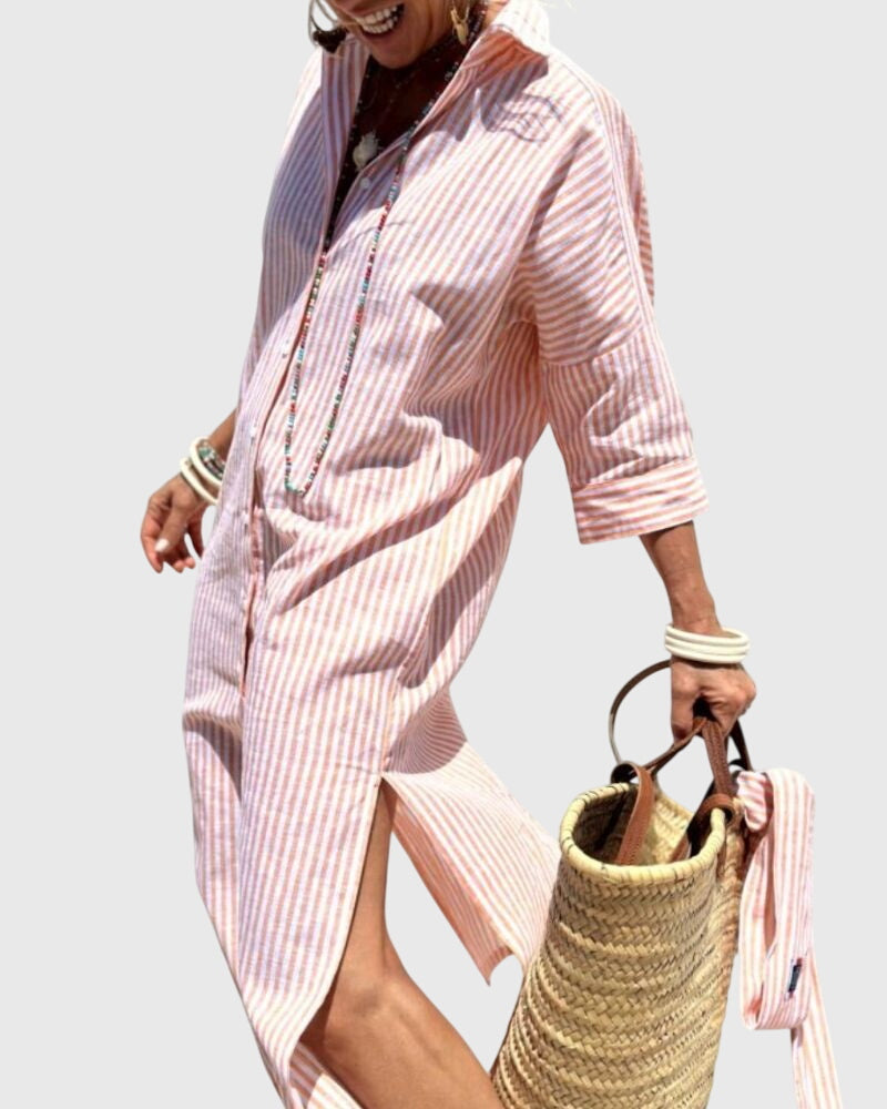Women's Classic Striped Dress - Timeless Relaxed Fit | Summer