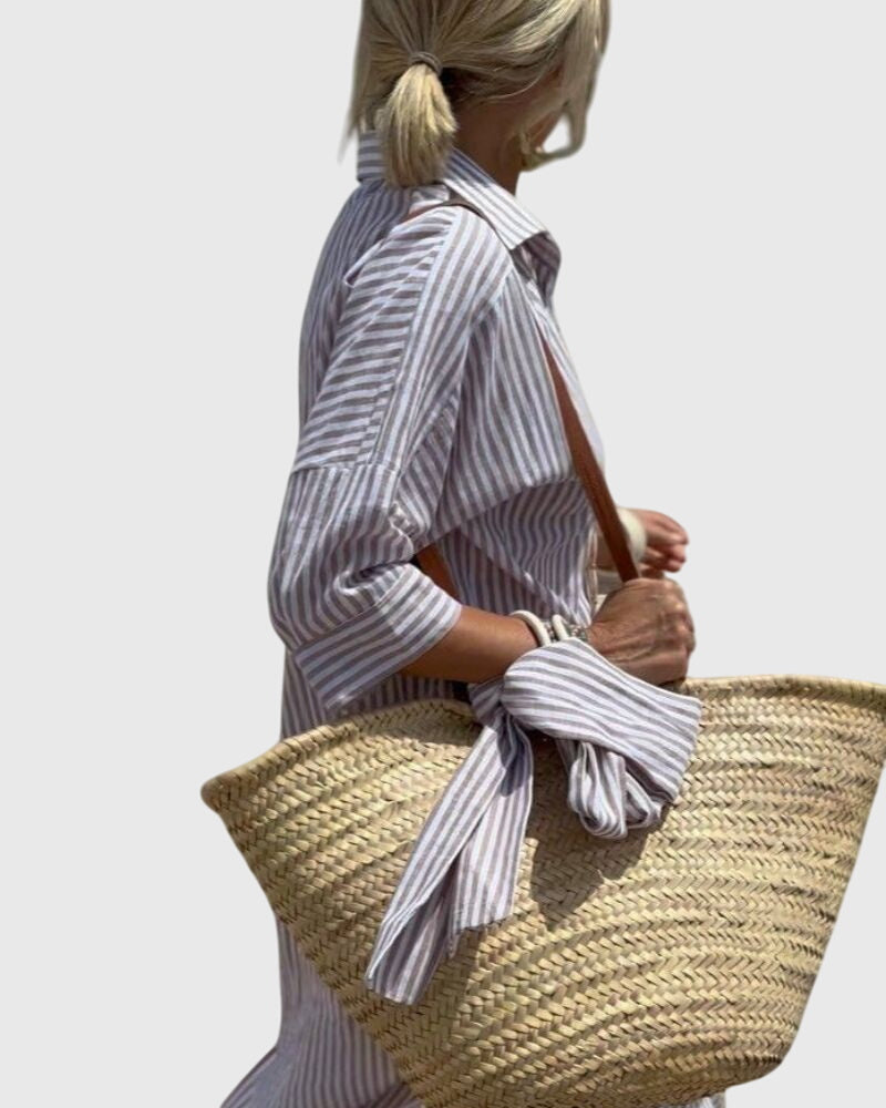 Women's Classic Striped Dress - Timeless Relaxed Fit | Summer