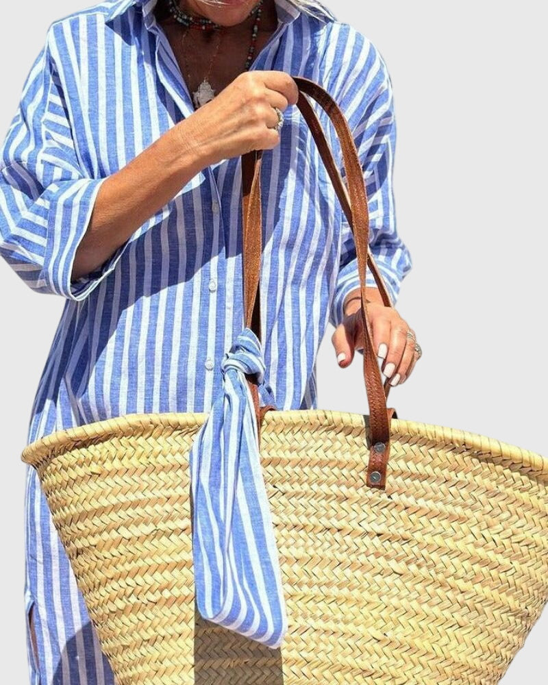 Women's Classic Striped Dress - Timeless Relaxed Fit | Summer