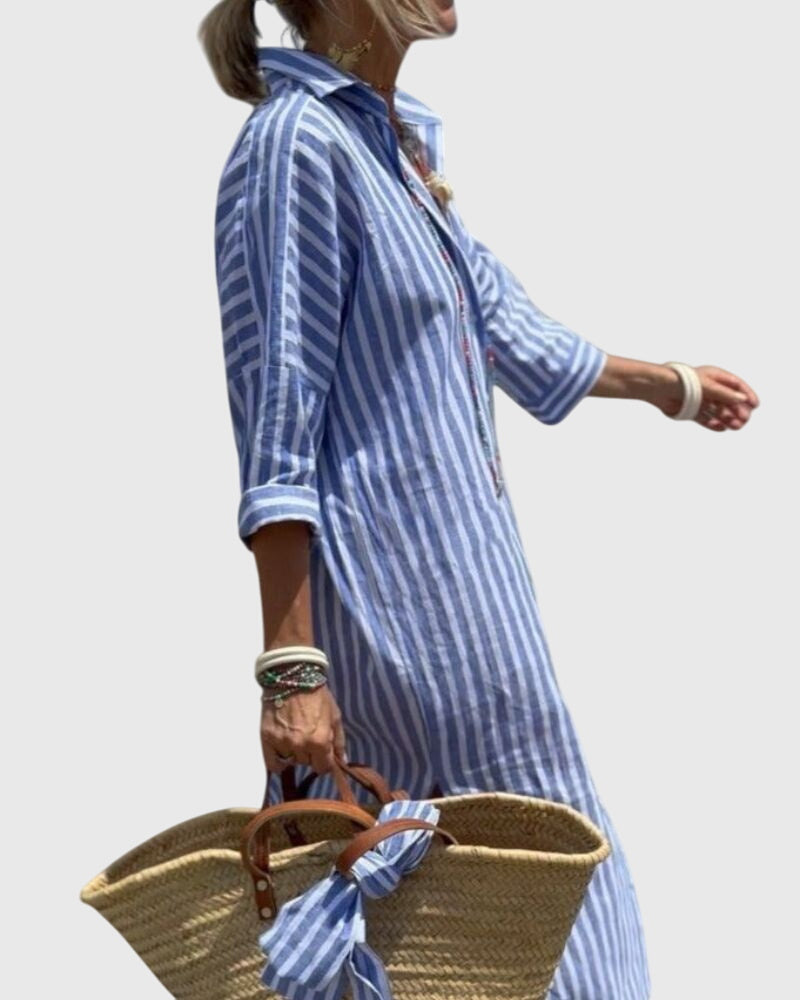 Women's Classic Striped Dress - Timeless Relaxed Fit | Summer