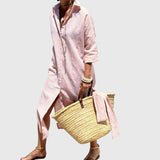 Women's Classic Striped Dress - Timeless Relaxed Fit | Summer - Pink