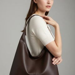 Women's Classic Tote Bag with Faux Leather - Spacious Daily Carry - Coffee