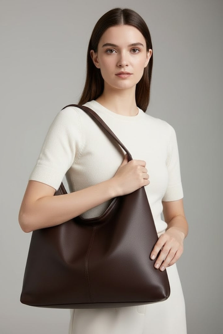 Women's Classic Tote Bag with Faux Leather - Spacious Daily Carry
