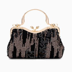 Women's Clutch | Velvet Sequin | Navy | Evening | Winter - Black