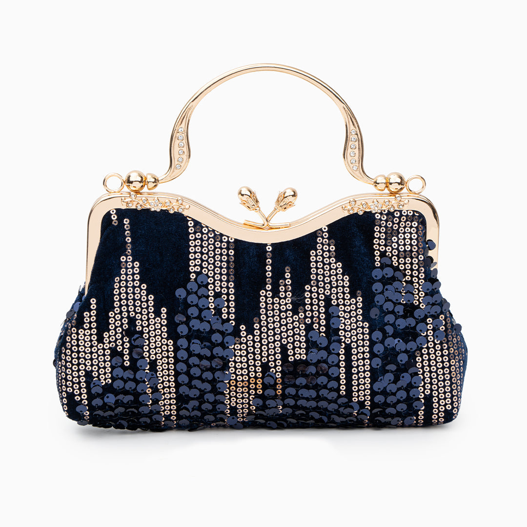Women's Clutch | Velvet Sequin | Navy | Evening | Winter - Navy