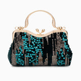 Women's Clutch | Velvet Sequin | Navy | Evening | Winter - Teal