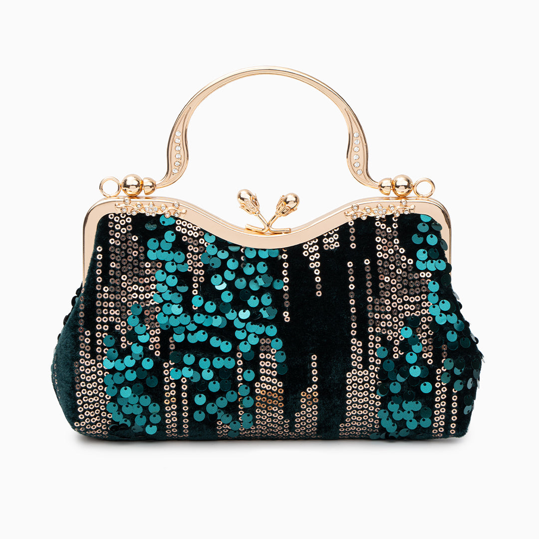 Women's Clutch | Velvet Sequin | Navy | Evening | Winter - Teal