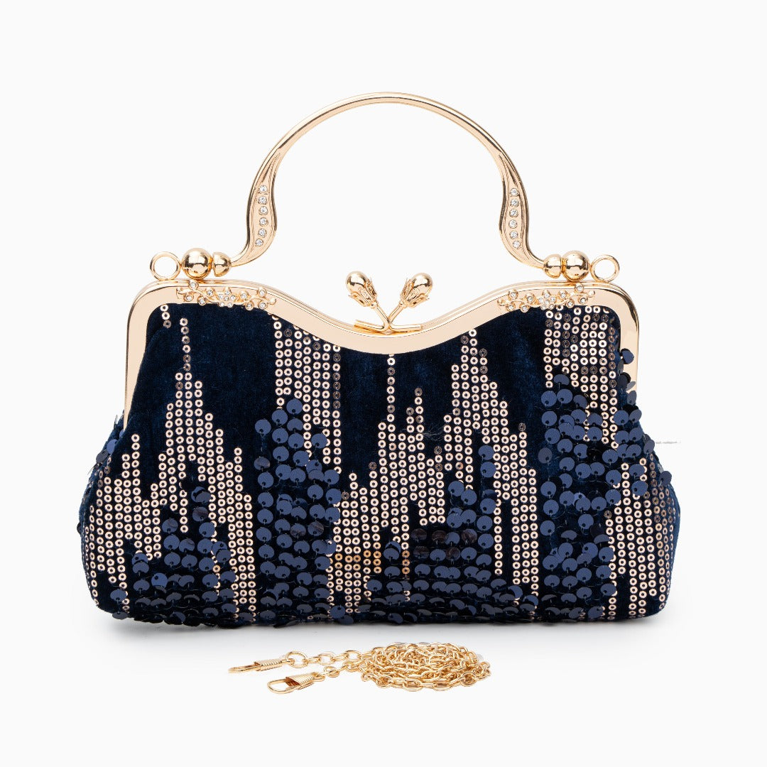 Women's Clutch | Velvet Sequin | Navy | Evening | Winter
