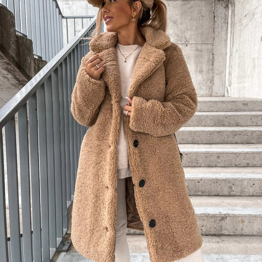 Women's Coat | Elegant | Button Front | Winter - Beige