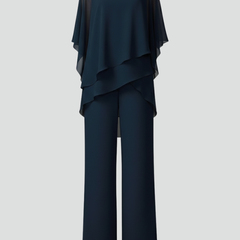 Women's Cold-Shoulder Wide-Leg Jumpsuit - Flowing Elegance | Autumn