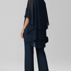 Women's Cold-Shoulder Wide-Leg Jumpsuit - Flowing Elegance | Autumn