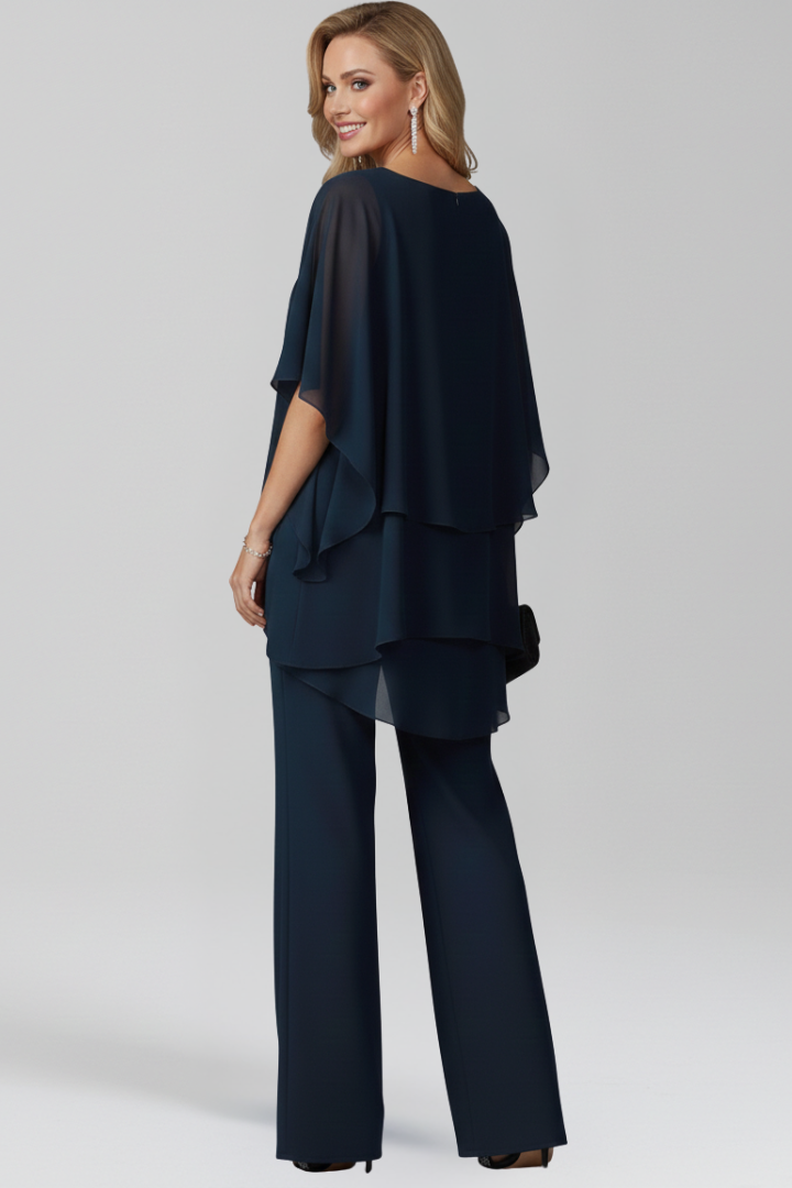 Women's Cold-Shoulder Wide-Leg Jumpsuit - Flowing Elegance | Autumn