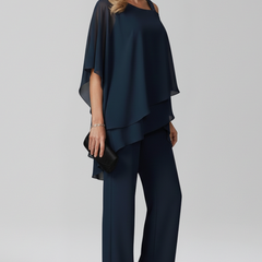Women's Cold-Shoulder Wide-Leg Jumpsuit - Flowing Elegance | Autumn