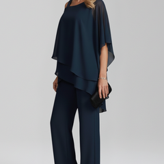 Women's Cold-Shoulder Wide-Leg Jumpsuit - Flowing Elegance | Autumn